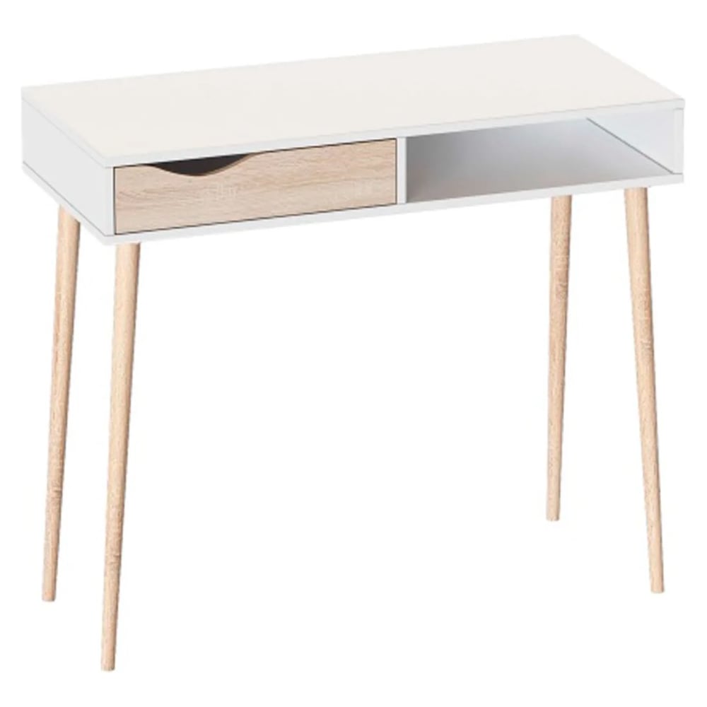 Изображение товара Стол туалетный Мебельград Соната 70452 с двумя ящиками и белой столешницей