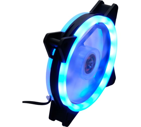Изображение товара Вентилятор с подсветкой Gembird 120x120x25, гидродин., 3pin/4pin Molex, провод 35см, синий, D12025S12L-B
