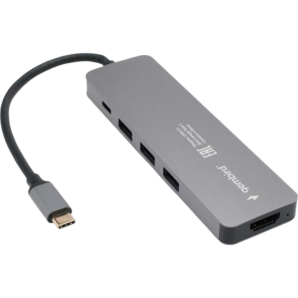 Изображение товара Док-станция Gembird Type-C 5в1 HDMI USB 3.1 PD 100W алюминий