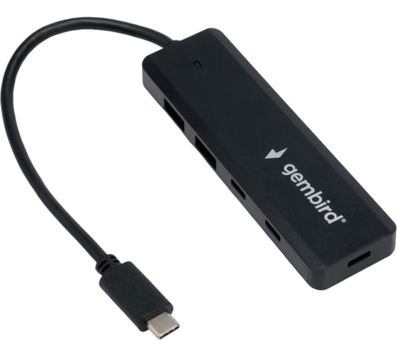 Изображение товара Разветвитель Gembird USB3.1 2xUSB, 2xType-C, с доп.питанием (порт Type-C), кабель Type-C 19см, UHB-C425