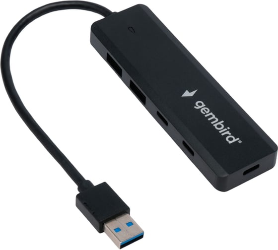 Изображение товара Разветвитель Gembird USB3.1 2хUSB, 2хType-C, с доп.питанием (порт Type-C), кабель USB 19см, UHB-C415