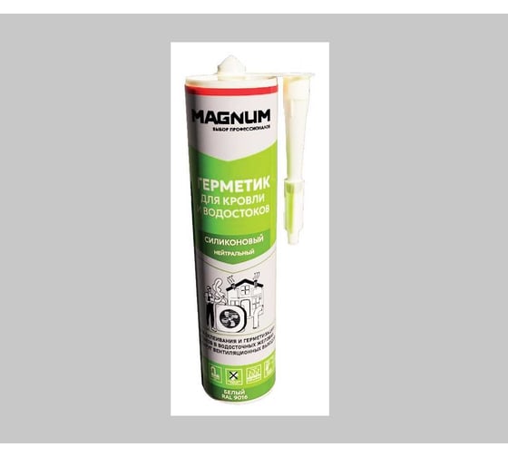 Изображение товара Герметик для кровли и водостоков силиконовый Magnum бесцветный, 280 мл M-002-8-280
