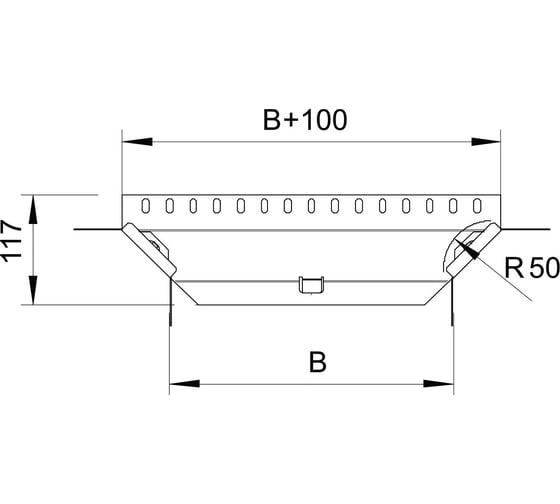 Изображение товара Секция Т/Х-образная для листовых лотков OBO Bettermann RAA 620 FT, h=60 мм, B=200 мм, сталь, горячий цинк 7121210