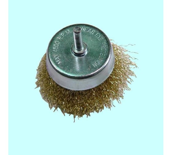 Изображение товара Щетка зачистная торцевая для дрели 75 мм, латунированная, dхв=6 мм 95875 CNIC 39898