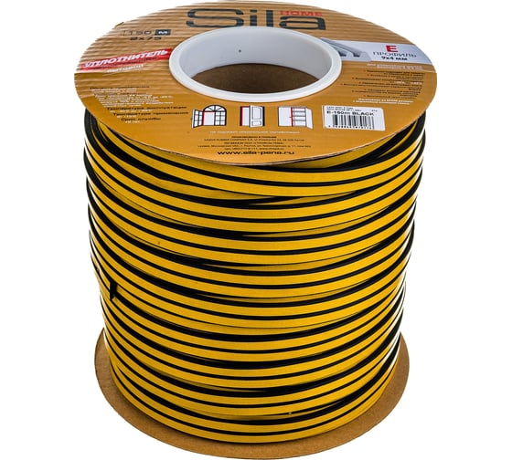 Изображение товара Самоклеящийся уплотнитель Sila Home Е150м, 9х4мм, черный, 40X (S) 40X