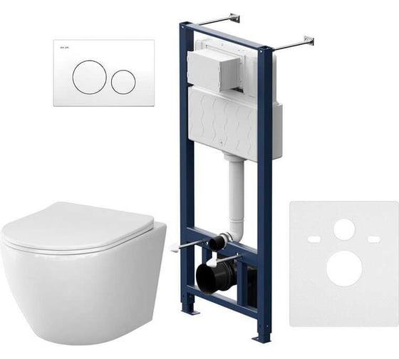 Изображение товара Инсталляция AM.PM с клавишей Pro L белый, с подвесным унитазом Like Aquaspin, с сиденьем микролифт IS49001.801900