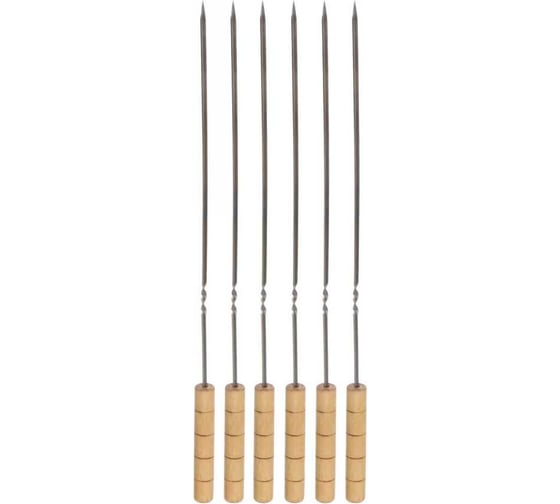 Изображение товара Набор шампуров Турист мастер 6 шт, с деревянными ручками, длина 48 см, ширина 5 мм  862-215
