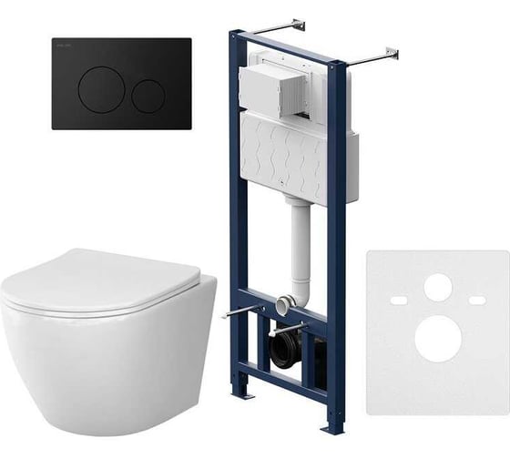 Изображение товара Инсталляция AM.PM с клавишей Pro L черный матовый, с подвесным унитазом Like Aquaspin, с сиденьем микролифт IS49038.801900