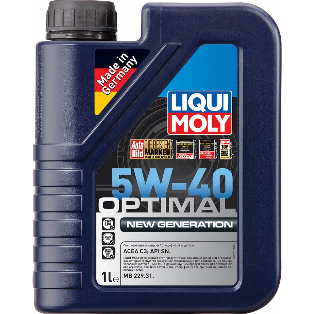 НС-синтетическое моторное масло LIQUI MOLY 5W40 39032 Optimal New Generation 5W-40 - фото 1