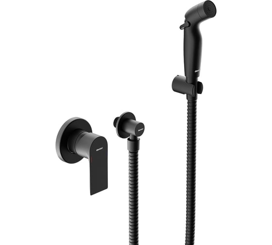 Изображение товара Смеситель монтируемый в стену Damixa Apollo с гигиеническим душем, черный 477510300