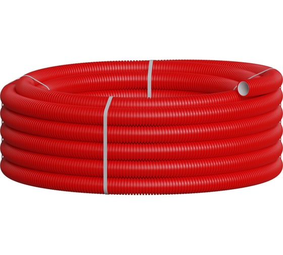 Изображение товара Вентиляционная труба гибкая двустенная для воздуховода (ПНД), антистатическая и антибактериальная D75 мм, цвет красный, 50 м Экопласт 803075RD