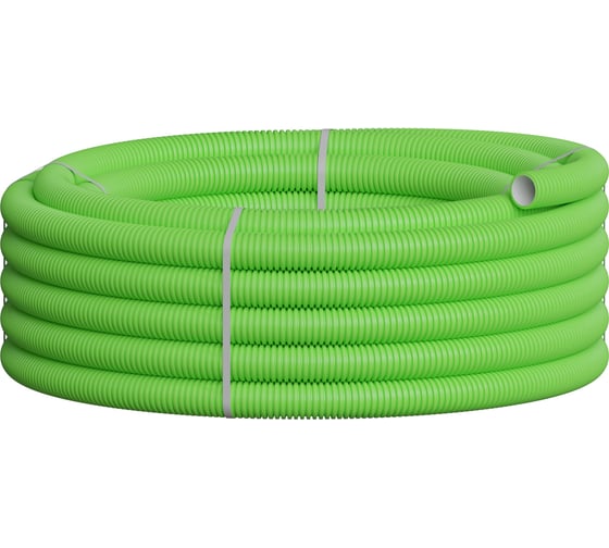 Изображение товара Вентиляционная труба гибкая двустенная для воздуховода (ПНД), антистатическая и антибактериальная D75 мм, цвет зеленый, 50 м Экопласт 803075GN