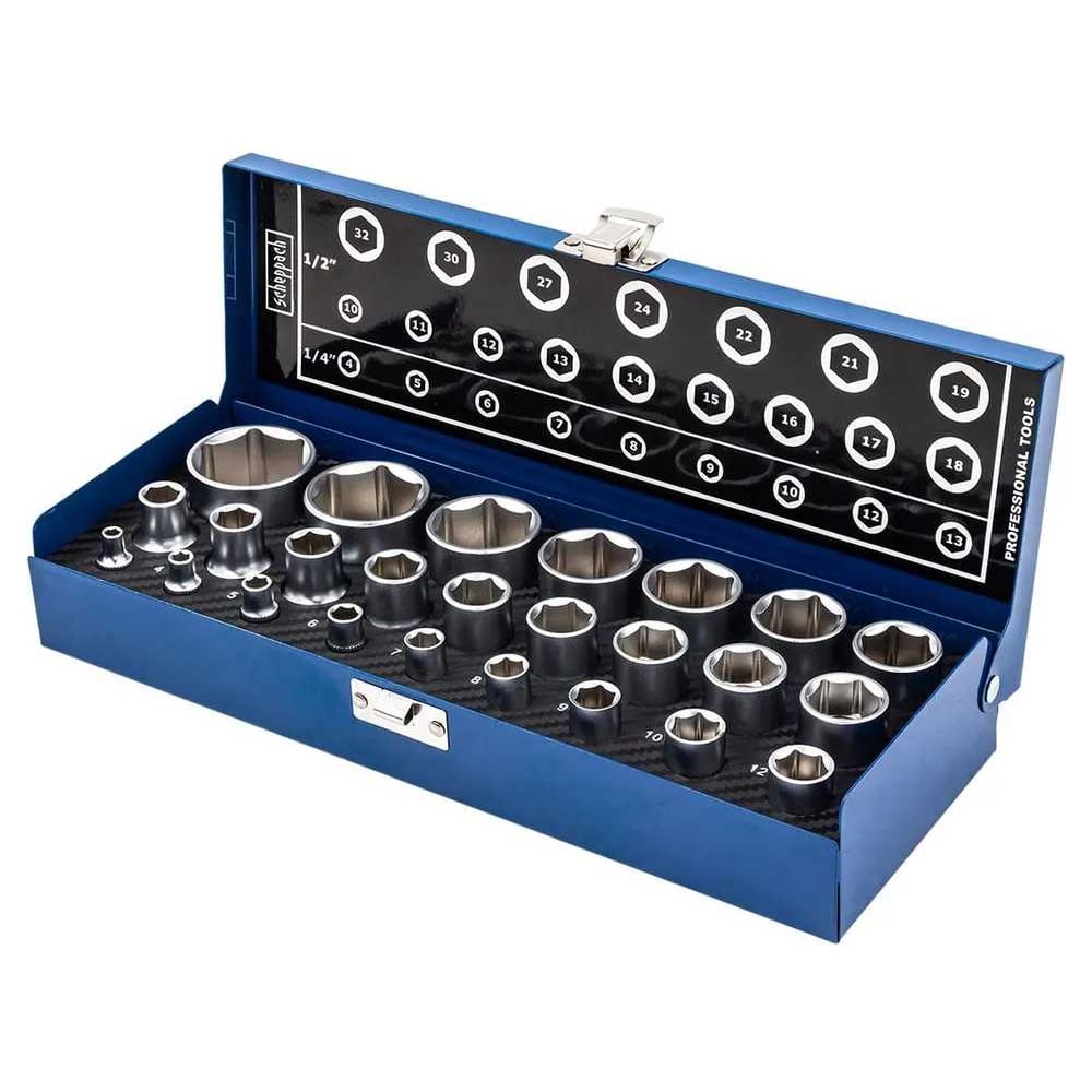 Изображение товара На набор головок Scheppach Sch-50121G 25 предметов 1/4 и 1/2 дюйма