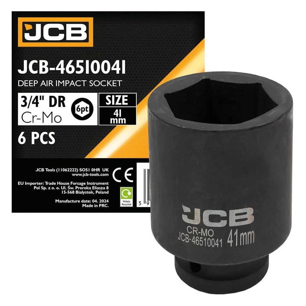 Изображение товара Головка ударная глубокая 3/4 41 мм CrMo JCB JCB-46510041