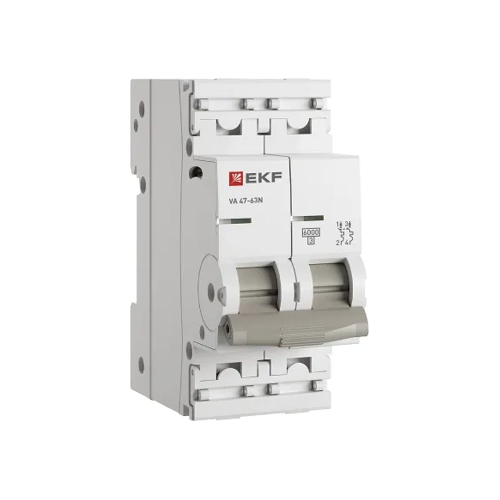 Изображение товара Автоматический выключатель EKF ВА 47-63N MA 2P 63А (C) 6кА на DIN-рейку