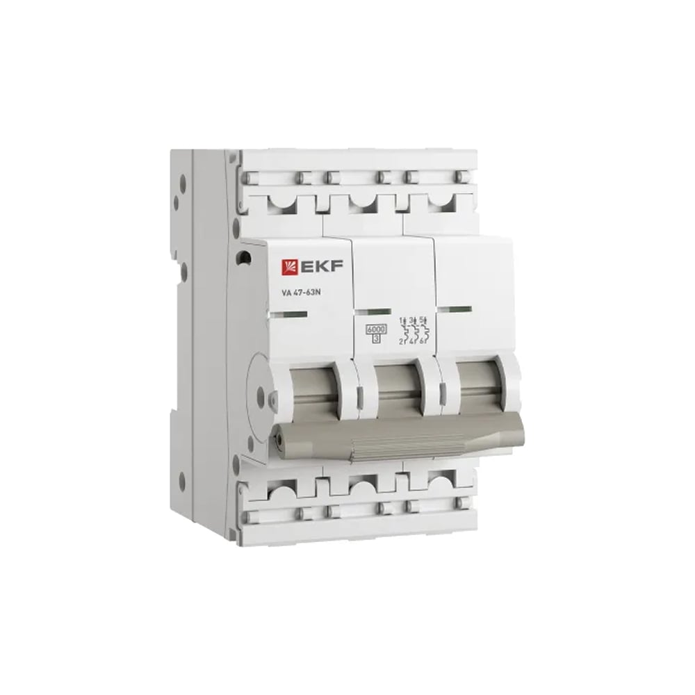 Изображение товара Автоматический выключатель EKF ВА 47-63N MA 3P 10А (C) 6кА для DIN-рейки