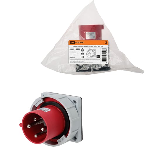 Изображение товара Вилка скрытой установки TDM ELECTRIC IP67 63А 3Р+РЕ 380В TDM SQ0611-0052