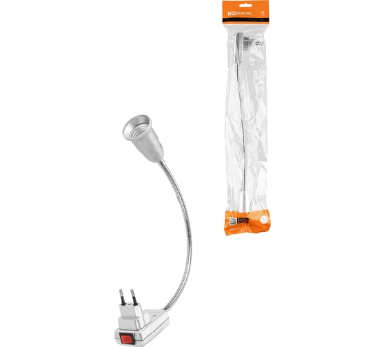 Изображение товара Переходник TDM ELECTRIC вилка-Е27 гибкий 300 мм с выключателем, серебро, TDM SQ0335-1027