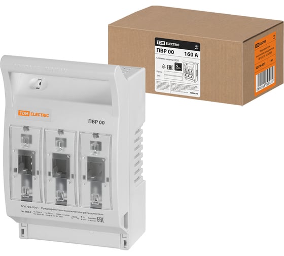 Изображение товара Предохранитель-выключатель-разъединитель TDM ELECTRIC ПВР 00, 3П, 160 А TDM SQ0726-0201