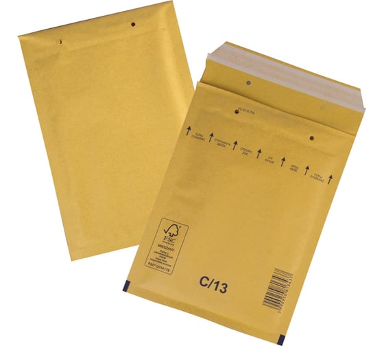 Изображение товара Конверт-пакеты с прослойкой из пузырчатой пленки ОФИСМАГ 170x225 мм, крафт, отрывная полоса, комплект 100 шт, С/0-G 128310