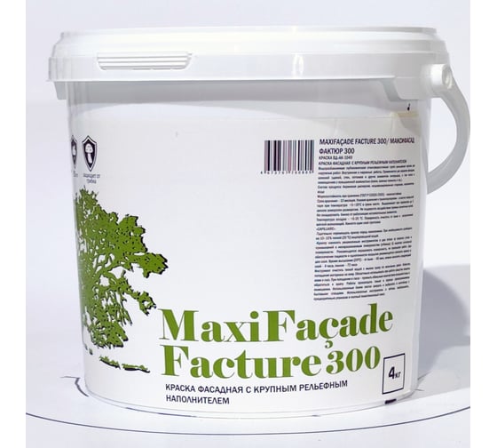 Изображение товара Профессиональная фактурная краска МаксДекор МаксиФасадФактюр300, 4 кг 4673767760805