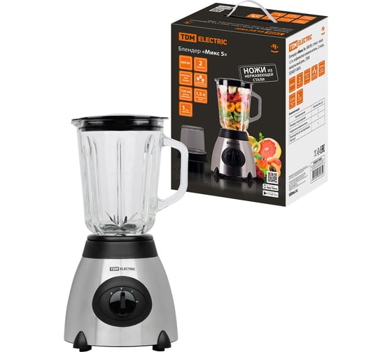 Изображение товара Блендер TDM ELECTRIC Микс 5 600 Вт, стеклянная чаша 1,5 л, кофемолка-измельчитель, 2 скор., импульсный режим SQ4007-0005