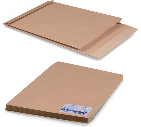 Изображение товара Конверт-пакет ОФИСМАГ Е4+ объемный, 300x400x40 мм, до 300 лист, крафт, отрыв.полоса, комплект 25 шт, 302127.25 124243