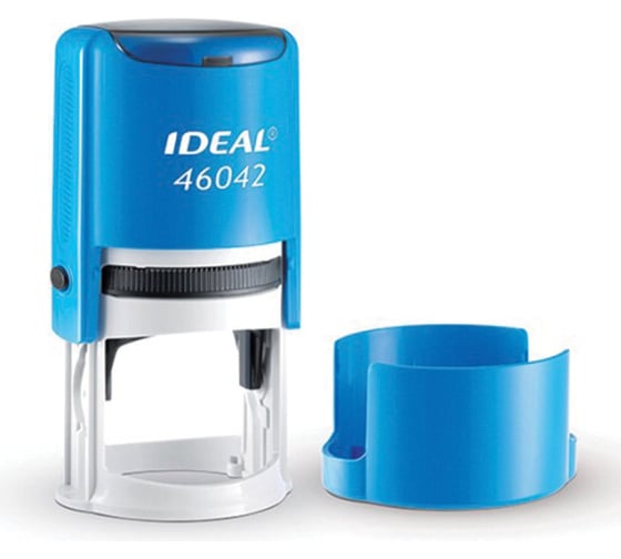 Изображение товара Оснастка для печатей ОФИСМАГ TRODAT IDEAL 46042 оттиск D= 42 мм, синий, корпус синий, крышка, подушка 237929