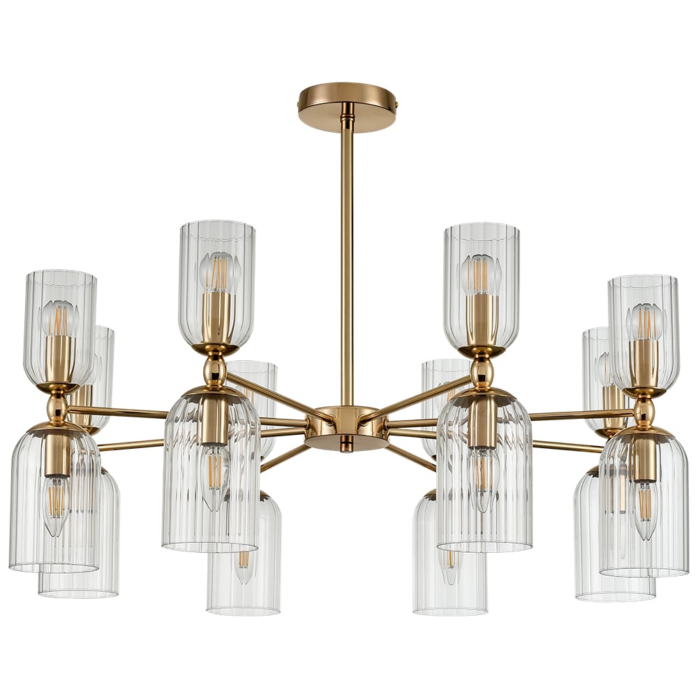 Изображение товара Люстра подвесная KASSIA 16 ламп E14 640 Вт золотая стекло модерн