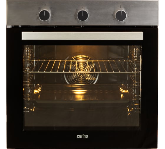 Изображение товара Встраиваемый электрический духовой шкаф Carino 60 см, 7 режимов, 80л, конвекция, двойное стекло, нержавеющая сталь CB6EM14011