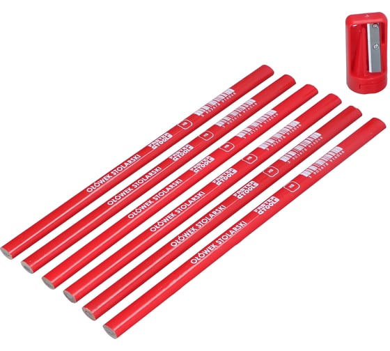 Изображение товара Карандаш плотника HB 6 штук и точилка FASTER TOOLS FT354-11