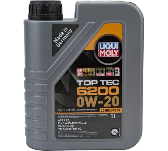 Изображение товара НС-синтетическое моторное масло LIQUI MOLY Top Tec 6200 0W-20 1л 20787