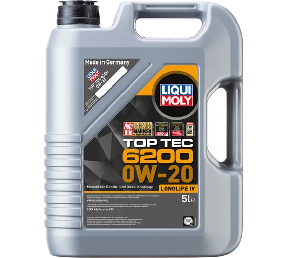 Изображение товара НС-синтетическое моторное масло LIQUI MOLY Top Tec 6200 0W-20 5л 20789