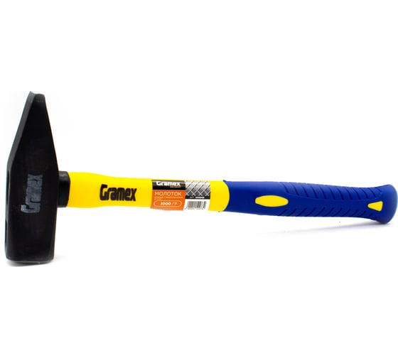 Изображение товара Молоток Gramex 1000гр. с фиберглассовой ручкой кованый (6/24) 005948