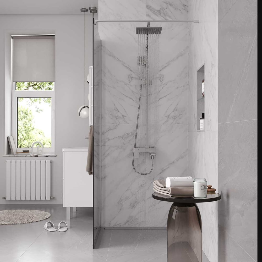 Изображение товара Душевая перегородка Reflexion Walk in 200x90 см тонированное закаленное стекло хром профиль