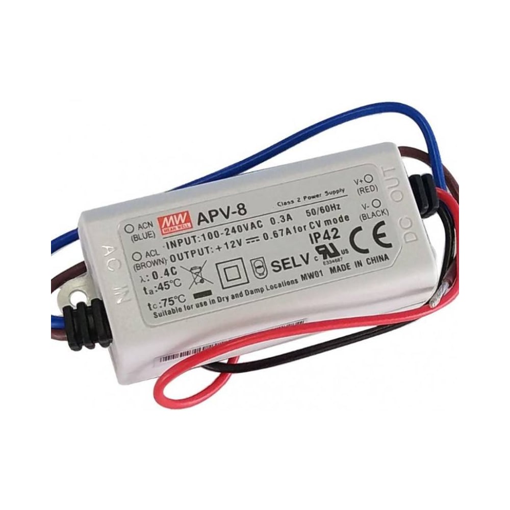 Изображение товара LED-драйвер Mean Well APV-8-24 AC-DC 8Вт для светодиодных систем