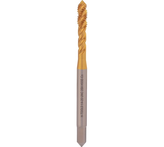 Изображение товара Метчик машинный с винтовой канавкой H-Tools UNC 1/4 - 20 DIN371 HSSE-TiN 74714ETHT