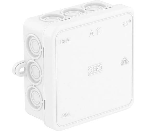 Изображение товара Коробка распределительная OBO Bettermann 85x85x40, IP55, 12 вводов D=16, белая (10 шт/уп) 2000180