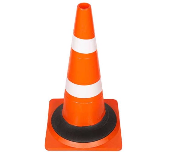 Изображение товара Конус дорожный ТЕХНОЛОГИЯ КС-2 4 0, 520 мм, мягкий, 2 белые полосы + утяжелитель (квадратное основание), (Ц) (комплект 10 шт) 00-00010590