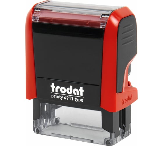 Изображение товара Самонаборный штамп ОФИСМАГ 3-строки, 38x14 мм синий, TRODAT 4911P4/DB, корпус красный, касса в комплекте, 43217 238364