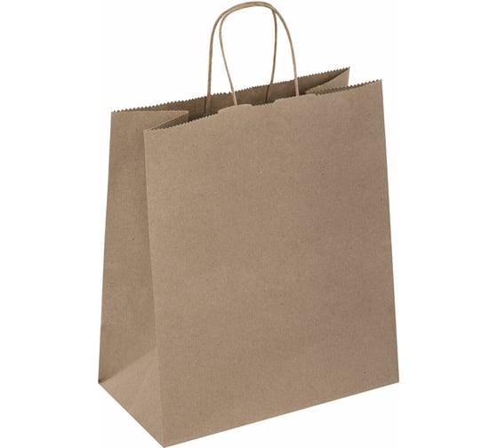 Изображение товара Бумажный крафт пакет LAIMA 22x12x25 см, 50 шт., крученые ручки, плот. 90 г/м2, ECO CRAFT 609684