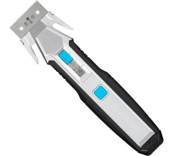 Изображение товара Нож Topfort для коробок 18.7мм 2в1, +3 зап лезвия, корпус металл+пластик, лезвие SK5, блистер 1959134
