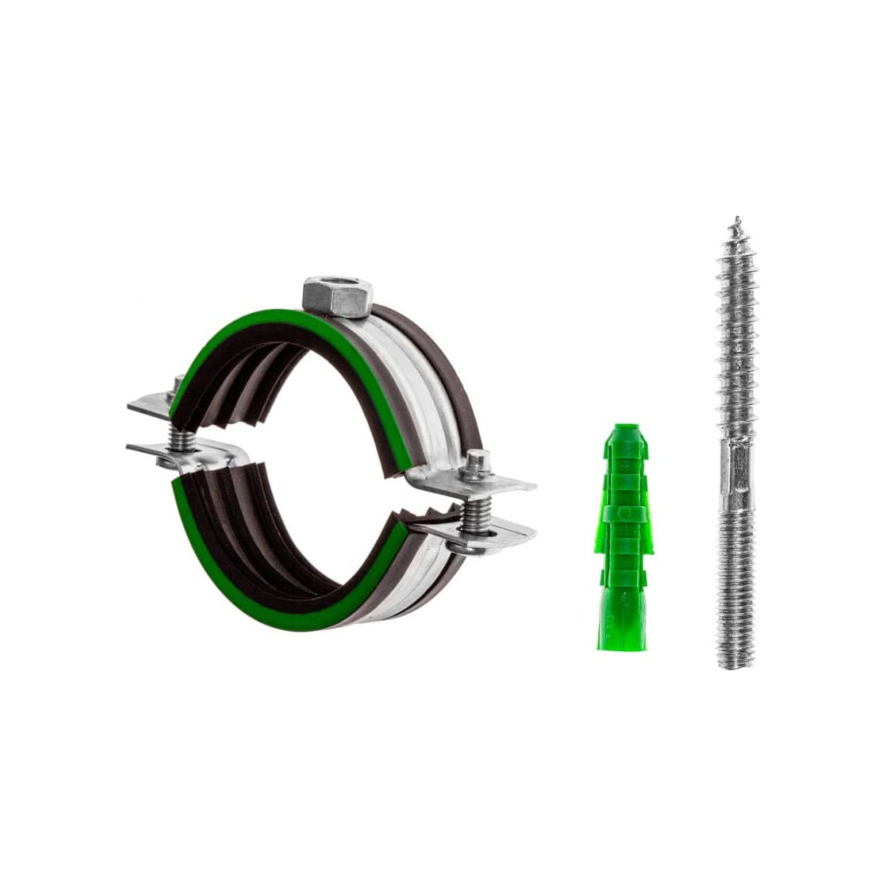 Изображение товара Трубный хомут КРЕП-КОМП 3/4, шпилька 8x70, гайка М8, дюбель 10*50, 1 упаковка 14003417