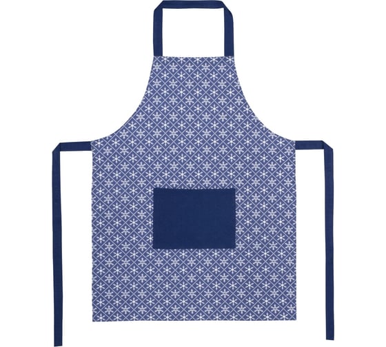 Изображение товара Фартук с карманом женский Guten Morgen Рогожка, Снежинки синие (60x80 см) ФР-СНЖсин-60-80