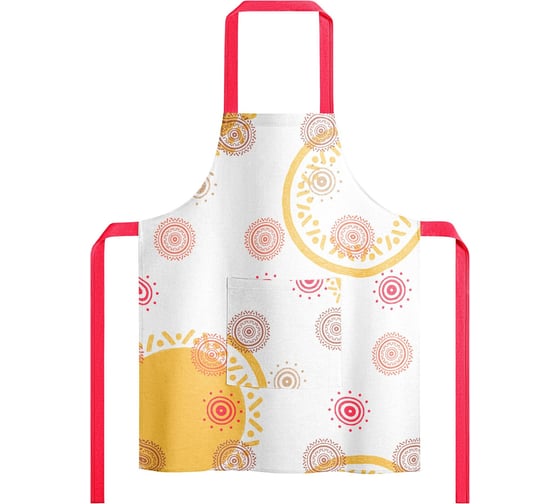 Изображение товара Фартук с карманом женский Guten Morgen Рогожка, Солнечные узоры (60x80 см) Фр-СУ-60-80