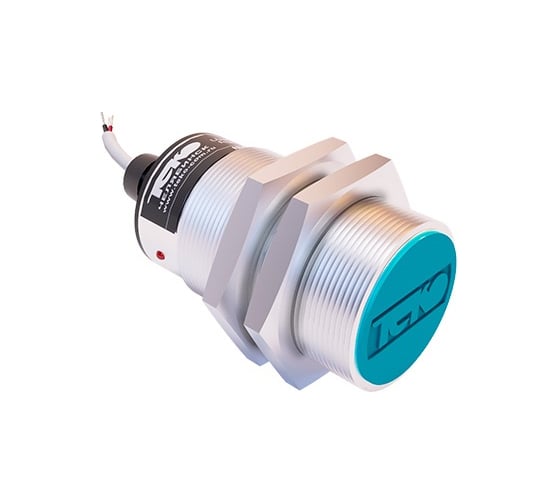 Изображение товара Индуктивный датчик автотранспортного исполнения ТЕКО ISBtEx AF8A8-31P-10-LZ-C-P-4, Sn=10 мм, корпус М30x1,5 алюминий заподлицо, 10 ... 30 DC NO PNP, IP68, подключение кабель 00-00063131