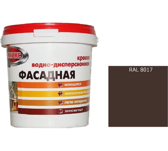 Изображение товара Краска Эммикс ВД для наружных работ моющаяся RAL 8017 (вед 0,9 л/1,3 кг) 4690417122080