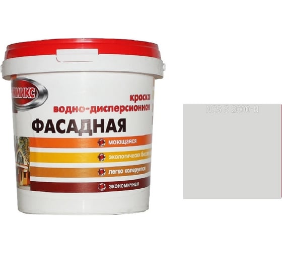 Изображение товара Краска Эммикс ВД для наружных работ моющаяся S 2000 N (вед 0.9 л/1.4 кг) 4690417120253