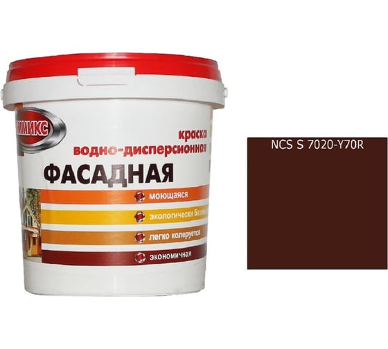 Изображение товара Краска Эммикс ВД для наружных работ моющаяся S 7020 Y 70 R (вед 0,9л/1,3 кг) 4690417121182