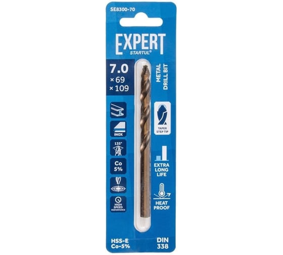 Изображение товара Сверло по металлу ц/х, 7.0x69x109 мм, HSS-Co, EXPERT STARTUL SE8300-70